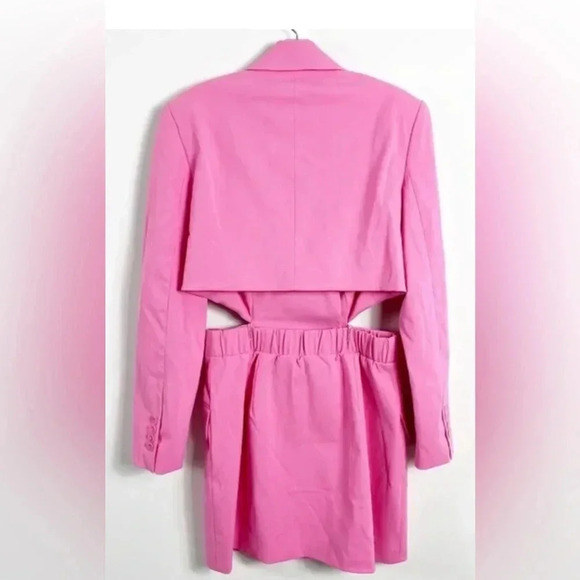 Jonathan Simkhai Kylo Cut Out Tech Blazer Mini Dress Size 6 NWT Taffy Pink - Picture 15 of 16